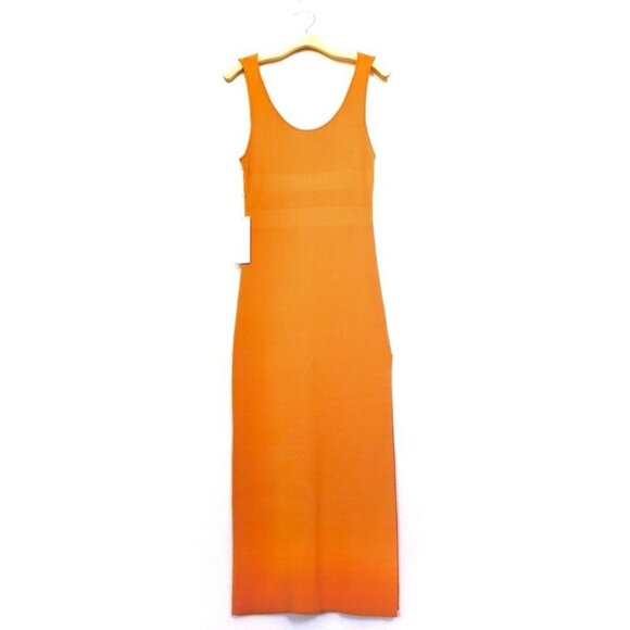 NWT Ronny Kobo Ivana Minimal Ribbed Knit Slit Midi Tank Dress Burnt Orange XL - Picture 4 of 16
